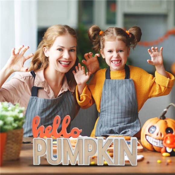 Thanksgiving Decorations for Home, Fall Decorations, 2PCs Wooden Pumpkin Blocks - Picture 5 of 8